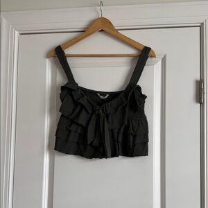 Zara Green Ruffled Bow Top
